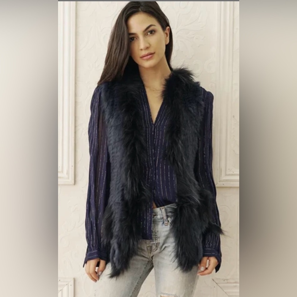 Faux Fur Vest in Black